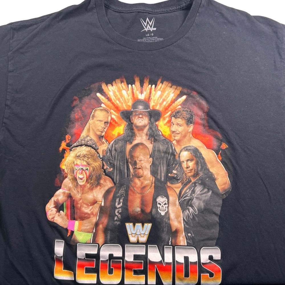 WWE Legends T-Shirt Mens L Black Graphic Stone Cold Undertaker Ultimate Warrior